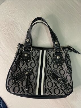 Vintage Y2K XOXO Monogram Racing Stripe Satchel Handbag